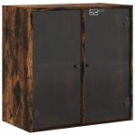 Vidaxl armoire murale avec portes en verre chne fum 68x37x68, 5 cm