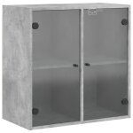 Vidaxl armoire murale avec portes en verre gris bton 68x37x68, 5 cm