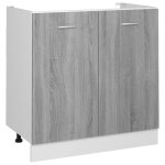 Vidaxl meuble sous - vier  lyon  gris sonoma 80 x 46 x 81, 5 cm bois d'ingnierie