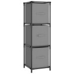 Vidaxl armoire de rangement 3 tiroirs en tissu gris 34x34x101 cm acier