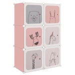 Vidaxl armoire de rangement pour enfants avec 6 cubes rose pp