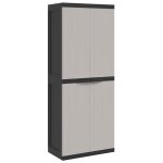 Vidaxl armoire de rangement d'ext�rieur gris et noir 65x37x165 cm pp