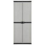 Vidaxl armoire de rangement de jardin 3 tagres gris / noir 68x40x168cm