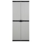 Vidaxl armoire de rangement de jardin 3 tagres gris / noir 68x40x168cm