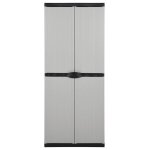 Vidaxl armoire de rangement de jardin 3 �tag�res gris / noir 68x40x168cm