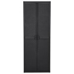 Vidaxl armoire de rangement de jardin noir 65x45x172 cm pp rotin
