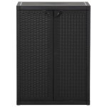 Vidaxl armoire de rangement de jardin noir 65x45x88 cm pp rotin