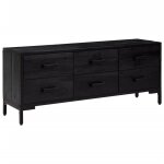 Vidaxl armoire de rangement noir 110x30x45 cm bois de pin massif