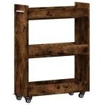 Vidaxl armoire avec roues chêne fumé 60x22x79 cm bois d'ingénierie Vidaxl armoire avec roues chêne fumé 60x22x79 cm bois d'ingénierie