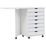 Vidaxl armoire roulante avec bureau moss blanc bois de pin solide Vidaxl armoire roulante avec bureau moss blanc bois de pin solide