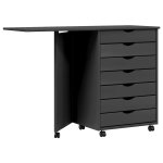 Vidaxl armoire roulante avec bureau moss gris bois de pin solide Vidaxl armoire roulante avec bureau moss gris bois de pin solide