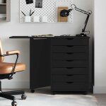 Vidaxl armoire roulante avec bureau moss noir bois de pin solide Vidaxl armoire roulante avec bureau moss noir bois de pin solide