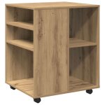 Vidaxl armoire roulante chne artisanal 60x53x72 cm bois d'ingnierie