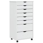 Vidaxl armoire roulante avec tiroirs moss blanc bois de pin solide