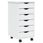 Vidaxl armoire roulante avec tiroirs moss blanc bois de pin solide