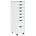 Vidaxl armoire roulante avec tiroirs moss blanc bois de pin solide