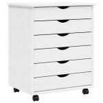 Vidaxl armoire roulante avec tiroirs moss blanc bois de pin solide