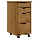 Vidaxl armoire roulante avec tiroirs moss bois de pin marron miel