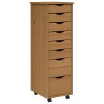 Vidaxl armoire roulante avec tiroirs moss bois de pin marron miel