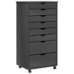 Vidaxl armoire roulante avec tiroirs moss gris bois de pin solide