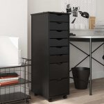 Vidaxl armoire roulante avec tiroirs moss noir bois de pin solide