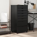 Vidaxl armoire roulante avec tiroirs moss noir bois de pin solide
