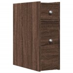Vidaxl armoire de salle de bain �troite avec roulettes ch�ne marron