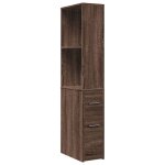 Vidaxl armoire de salle de bain �troite avec roulettes ch�ne marron