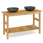 Vidaxl armoire de salle de bain et lavabos en marbre noir teck massif