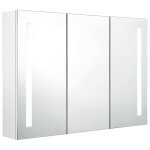 Vidaxl armoire de salle de bain  miroir led 89x14x62cm blanc brillant