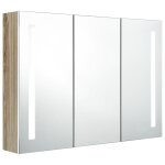 Vidaxl armoire de salle de bain à miroir led 89x14x62cm blanc et chêne Vidaxl armoire de salle de bain à miroir led 89x14x62cm blanc et chêne
