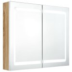 Vidaxl armoire de salle de bain à miroir à led blanc et chêne Vidaxl armoire de salle de bain à miroir à led blanc et chêne