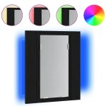 Vidaxl armoire de salle de bain avec miroir led en ch�ne noir 40 x 12 x 45 cm bois d'ing�nierie