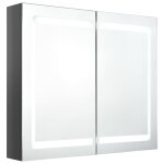 Vidaxl armoire de salle de bain � miroir led gris brillant 80x12x68 cm