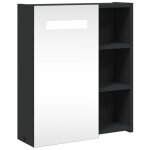 Vidaxl armoire de salle de bain  miroir avec led noir 45x13x52 cm