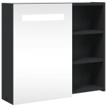 Vidaxl armoire de salle de bain  miroir avec led noir 60x13x52 cm