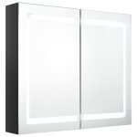Vidaxl armoire de salle de bain  miroir led noir brillant 80x12x68 cm