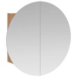 Vidaxl armoire de salle de bain miroir rond et led ch�ne 40x40x17, 5 cm
