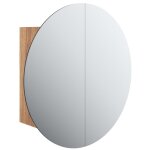 Vidaxl armoire de salle de bain miroir rond et led ch�ne 40x40x17, 5 cm