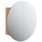 Vidaxl armoire de salle de bain miroir rond et led ch�ne 47x47x17, 5 cm