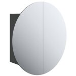 Vidaxl armoire de salle de bain miroir rond et led noir 47x47x17, 5 cm