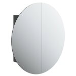 Vidaxl armoire de salle de bain miroir rond et led noir 54x54x17, 5 cm