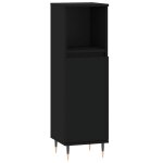 Vidaxl armoire de salle de bain noir 30x30x100 cm bois d'ing�nierie