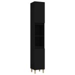 Vidaxl armoire de salle de bain noir 30x30x190 cm bois d'ing�nierie