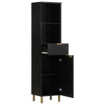 Vidaxl armoire de salle de bain noir 38x33x160 cm bois massif manguier