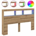 Vidaxl armoire t�te de lit avec led ch�ne artisanal 160x17x102 cm