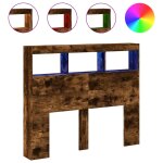 Vidaxl armoire t�te de lit avec led ch�ne fum� 120x17x102 cm