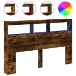 Vidaxl armoire t�te de lit avec led ch�ne fum� 160x17x102 cm