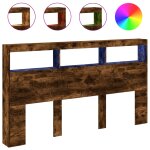 Vidaxl armoire t�te de lit avec led ch�ne fum� 180x17x102 cm