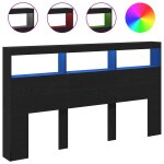 Vidaxl armoire t�te de lit avec led ch�ne noir 180x17x102 cm